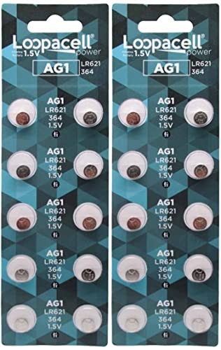 Pilas alcalinas para reloj LOOPACELL AG1 LR621 364 x20 miniatura 1
