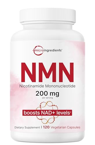 Micro Ingredients NMN 200mg Per Serving | 120 Veggie Capsules 60 Servings | Easily Absorbed Nicotinamide Mononucleotide Form | NAD+ Precursor & NR Supplement Alternative | Non-GMO Vegan