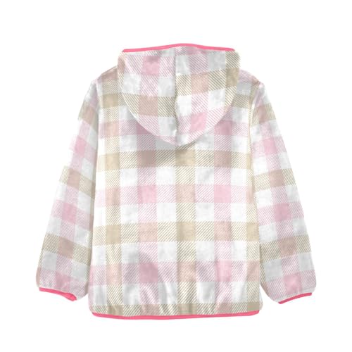 GuoChe Plaid Pink Yellow Girls Sherpa Jacket With Hood2