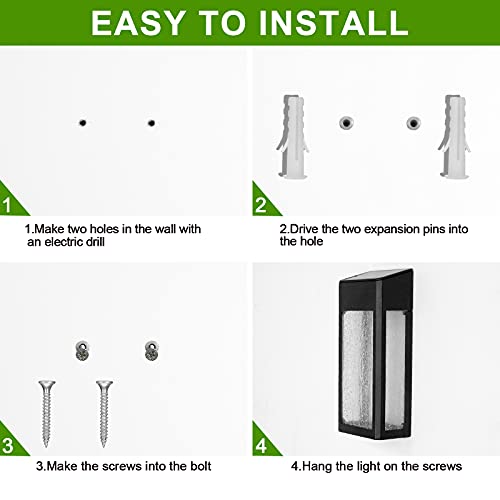 Goodfoever 4 Pack Solar Fence Lights Solar Post Accent Light/Wall Light For Outdoor, Yard, Fence, Porch And Garage, Body In Aluminum And Glass Waterproof Outdoor Decorative Solar Lighting #TOP6