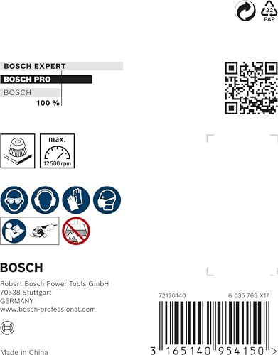 Bosch Professional 1x Gezopfte Topfbürste Clean (für Inox, X-LOCK, rostfrei, Ø 75 mm, Drahtstärke 0,5 mm, für Ø125 mm, Zubehör Winkelschleifer)