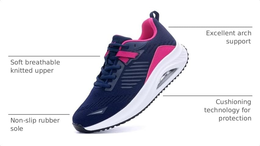 Image of Gyeice Women's Walking Shoes Arch Support Orthotic Breathable Tennis Sneakers for Plantar Fasciitis Pain Relief US 5.5-11