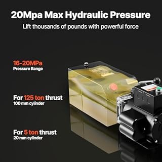 VEVOR Pompe Hydraulique à Simple Effet, Groupe de Bennage pour Camion-benne 14,2 L, Débit d'Huile 6,3 L/min, Pression de Décharge Max. 22 MPa, pour Remorque à Benne Basculante Chariot Élévateur