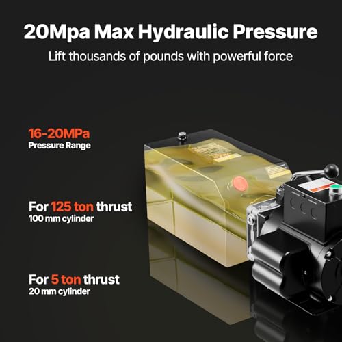 Image of VEVOR Hydraulic Power Unit, 15 Quart Hydraulic Pump, AC 220V Single-Acting Dump Trailer Pump, 3200 PSI Max Relief Pressure, 1.7 GPM Flow Rate, Hydraulic Pump for Dump Trailer Car Lifting