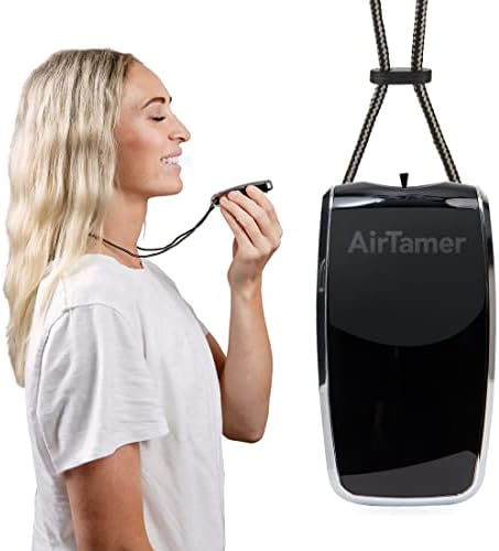AirTamer A320 Rechargeable Personal Air Purifier, Proven Performance, Virus and Pollutant Tested*, Black with Leather Travel Case