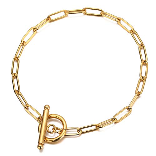 WangGao Stainless Steel OT Buckle Paperclip Link Chain Bracelet for Women Popular Minimalist Jewelry