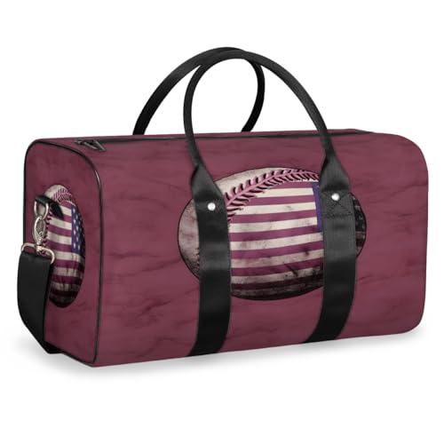 American Baseball Travel Duffle Bag, Sports Gym Bags for Women Men, Carry On Weekender Overnight Bag, Baseball Workout Hospital Airplane Trips Bag