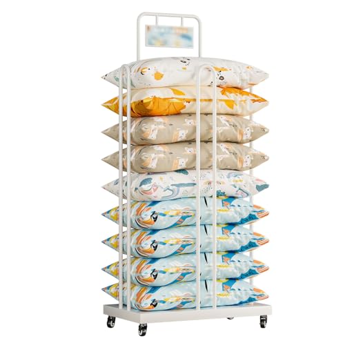 Expositor de almohadas móvil negro con ruedas organizador de cojines para tiendas 46x46x142 cm