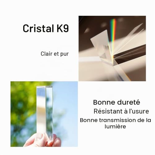 Lot de 2 prismes triangulaires en verre optique en cristal, 30 x 30 mm, prisme d'expériences de spectre arc-en-ciel, prisme triangulaire en cristal K9, lentille transparente pour la physique du – vue 4