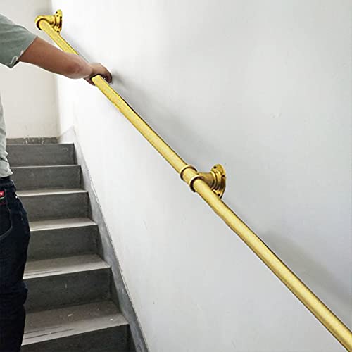 Pases de barandilla de las escaleras de oro escaleras de interior Decoración, Riel mano dentro Bannister Metal Hierro forjado Accesorios de hierro, Corredor Soporte de seguridad Barra ( Size : 300cm )