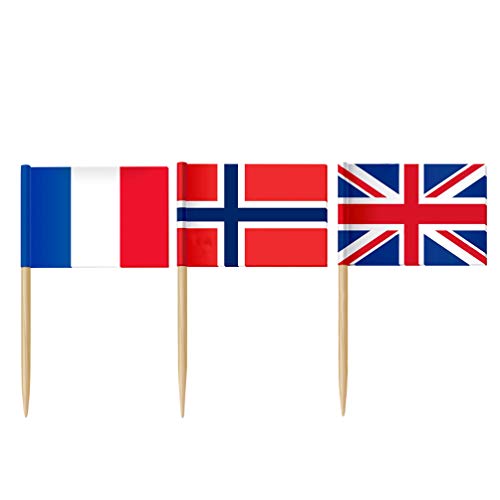 NUOBESTY 100Pcs Frankrijk Vlag Tandenstokers Franse Vlaggen Cupcake Toppers Cocktail Voedsel Vlag Sticks Kleine Mini… - Afbeelding 7