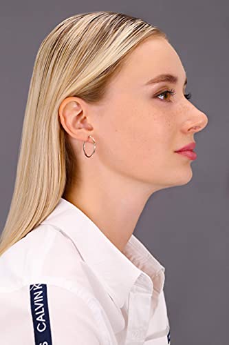 Image of 14K Rose Gold Classic Shiny Polished Round Hoop Earrings, 2mm tube