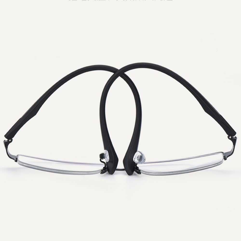SFIVE Selbsttönende Gleitsicht Sonnenlesebrille Unisex，HD Halber Rahmen Presbyopie Brille Schwarz，Progressive Multifokus Lesebrille Tragbare 1.5 (Color : Black, Size : +2.0)
