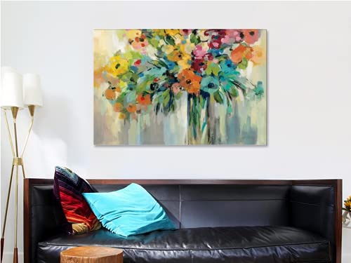 Timuba Flower Canvas Wall Art Bathroom Artwork - Abstract Botanical Flowers Paintings For Wall Decoration, Watercolor Pictures Prints Art Living Room Decor Ready To Hang 24X36 Inches #TOP3