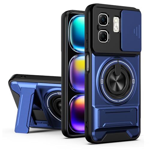 CYXHCJYH Infinix Smart 9 HD�p���ϋv�ϏՌ��P�[�X�A360°��]�\�Ȏ��C�L�b�N�X�^���h�ƃX���C�h�J���������Y�J�o�[�t���̊��ȑϏՌ��J�o�[-�u���[