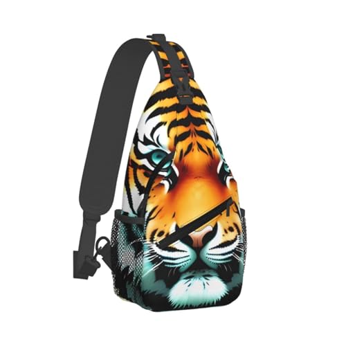Bolso Sling Cross Chest Little Fat Tiger Head negro miniatura 2