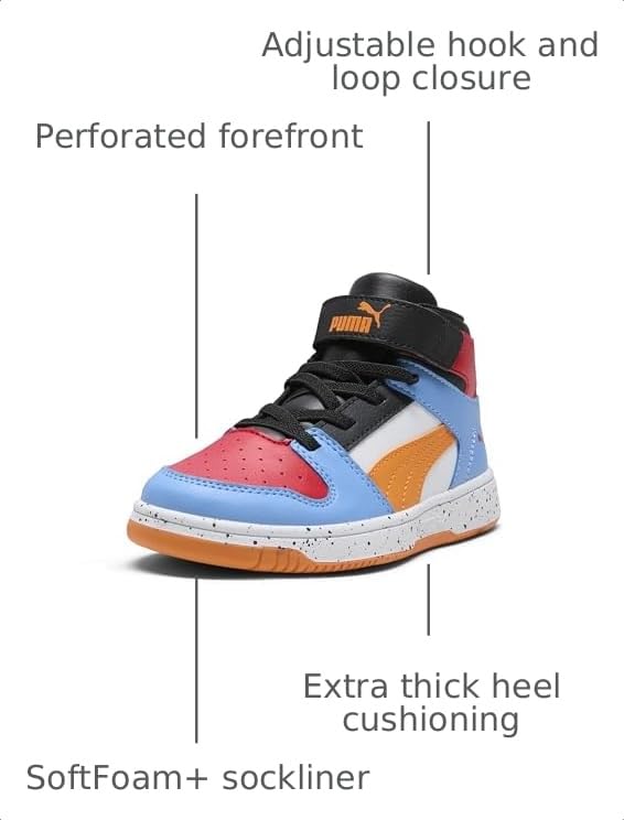 Image of PUMA Kids' Rebound Layup Mid Hook and Loop Sneakers