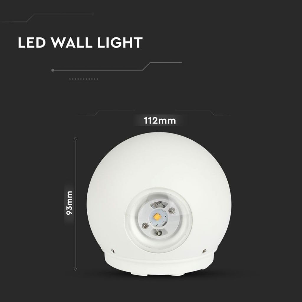 Cob 6W LED lampa ścienna, aluminium, białe światło ścienne naturalna biel 4000K IP65