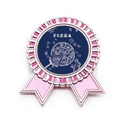 Broche rose pour dessin de pizza italienne taille M en métal