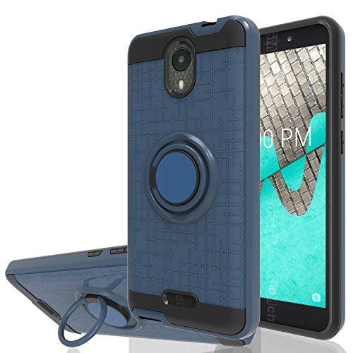 Wtiaw Wiko Ride Case,Wiko Ride U300 Case,Cricket Icon Case,AT&T Radiant Core Case,BLU Wiko Ride W-U300 Case,360 Degree Rotating Ring Kickstand Dual Layer Defender Case for Wiko Ride-CH Metal Slate