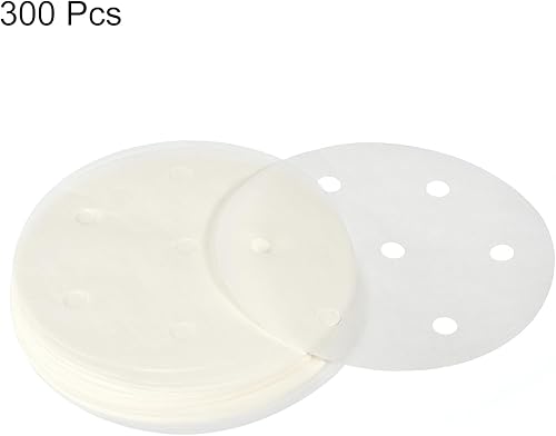 Miniatura 3 de uxcell 300pcs Air Fryer Parchment Paper, 4 Inch Round Air Fryer Liner, Non-Stick Baking Paper for Air Fryers Bamboo Steamer, White