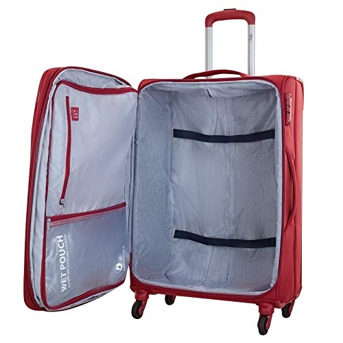 Image of Skybags Polyester Softsided Check-in Luggage 70.5 Cm Polyester Soft 4 Spinner Suitcase (Red, Stairw71Crd)