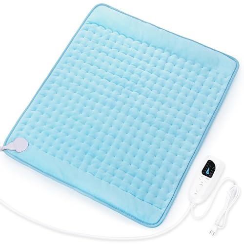 Image of Deepsoon Heating Pad,Electric Heating Pads for Back,Neck,Moist Heating Pad for Abdomen Shoulder Knee Legs,Dry /Moist Heat&Auto Shut Off,Mother's Day Birthday for Men and Women,Light Blue,24x20 Inch