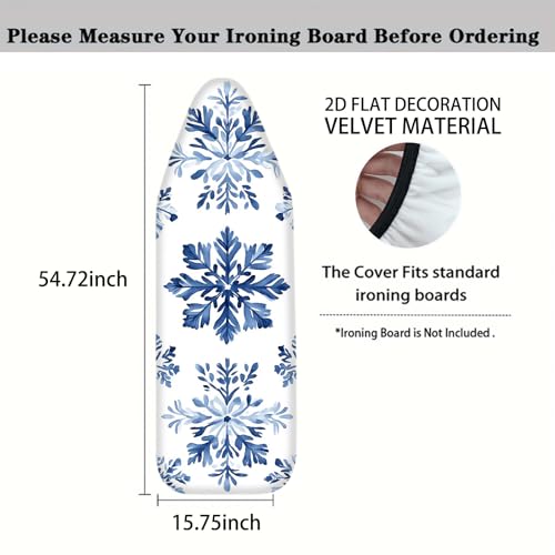 Image of Nuxovilar Blue Snowflake Ironing Board Cover 15x54 Inches Polyester