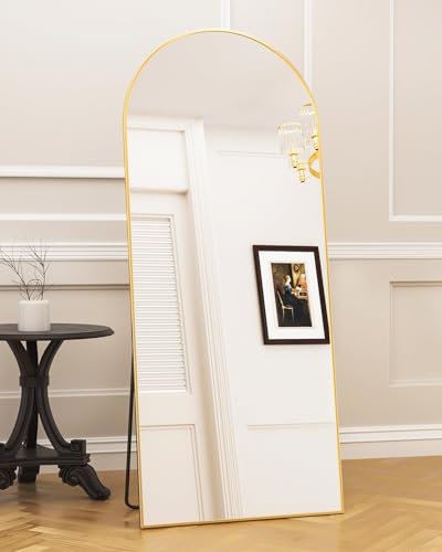 Image of Antok 71 inch x32 inch Arched Full Length Mirror with Stand, Floor Mirror, Gold