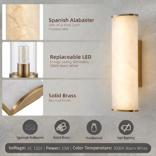 Image of Modern Natural Spanish Alabaster Wall Sconce Set of 2