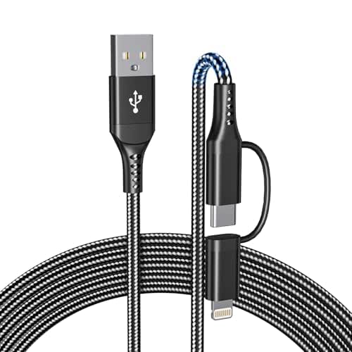 USB to USB-C and Lightning Cable Combo 6FT, 2 in