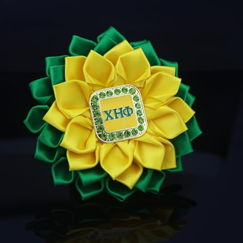 Image of Greek Chi Eta Flower Corsage for Women Sorority Chi Brooch Pin 1932 Sorority Gift Crystal Paraphernalia Jewelry for Soror Sisterhood Gift