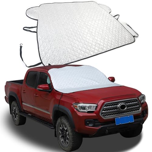 Image of Windshield Snow Cover Compatible with Toyota Tacoma 2015-2020-2021-2023, Best for Ice, Frost & Snow Removal - All Weather Winter & Summer Front Window Automotive Covers Sun & Snow-Shade Accessories