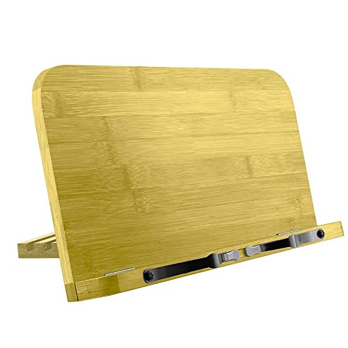 OcioDual Atril Soporte Madera Tamaño S con Pinzas Respaldo Ajustable Regulable Plegable para Libros de Cocina Tablets Partituras