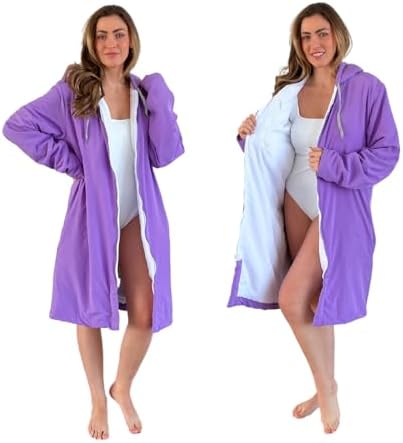 MACAR Parka de natation imperméable avec doublure en serviette - Idéal pour piscine et activités de plein air - Gris - 4 ans