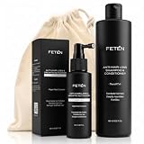 FETEN Zestaw Przeciw Wypadaniu Włosów dla Mężczyzn - Szampon i Odżywka 400 ml + Serum Spray 100 ml - Kuracja na Wypadanie Włosów - Wzrost, Objętość i Wzmocnienie - Anti Hair Loss