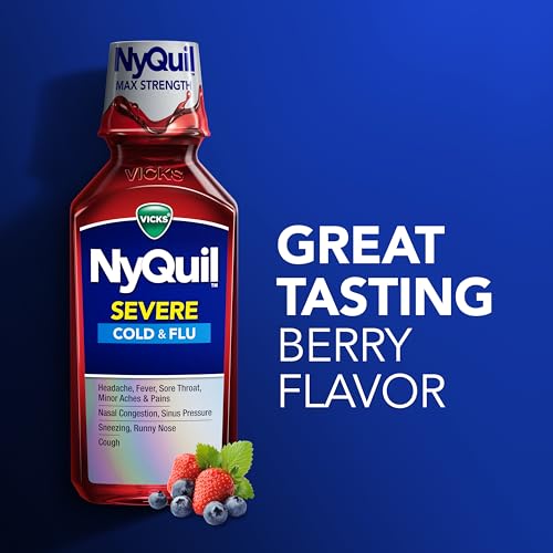 image for Vicks NyQuil Severe, Nighttime Relief of Cough, Cold & Flu Relief, Sor