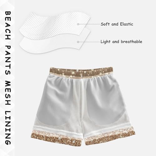 Pigsaly Boys Swim Trunks Light Beige Gradient Sand Flashing Glitter Boys Board Shorts Swimsuit Swimwear Bathing Suit XS4
