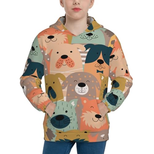 Colorful Dogs Kid Hoodies Boys Sweatshirts Girls Pullover with Pocket