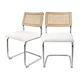GrandNoor Rattan Dining Chairs,Wooden Mid-Century Modern Kitchen Chairs, Armless Mesh Back Cane Chai