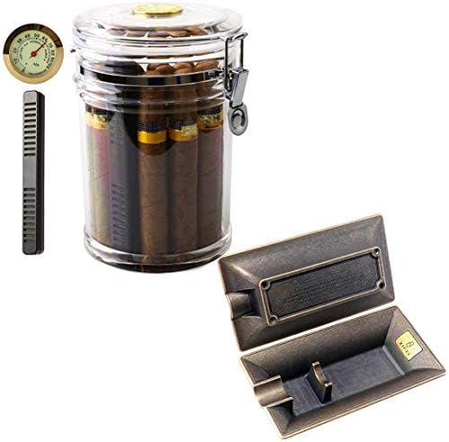 XIFEI Acrylic Humidor Jar and Fashion Vintage Cigar Ashtray