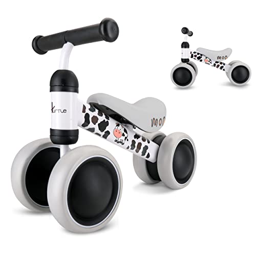 JOVIAL 10-24 Months Baby Balance Bike - No Pedal Toddler Walker Trainer Riding Toys for Infant 1 Year Old Boys and Girls with 4 Silent Wheels, Carbon Steel Frame, Cushion Seat, (Zebra)