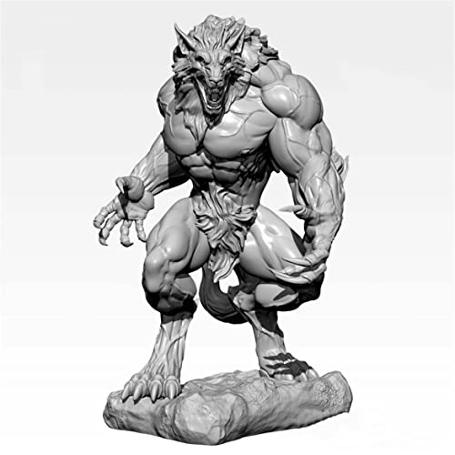 Ahowse 80 mm Alter Fantasy-Werwolf-Krieger-Harzsoldaten-Modellbausatz, unbemalter und selbst zusammengebauter Miniaturbausatz aus Druckguss-S31H86 Cover