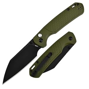 CJRB Pyrite-Light Pocket Knife, Folding Knife with 3.34” AR-RPM9 Steel Blade EDC Knife Small Pocket Knife with Pocket Clip for Men Women, Suitable for Camping Survival Hiking Knives, J1945 Green
