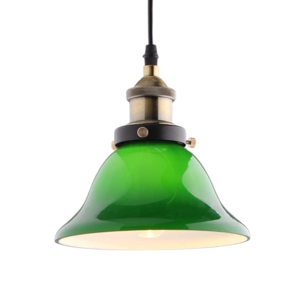 Chandelier en verre vert vintage E27 rétro pour bar et loft industriel