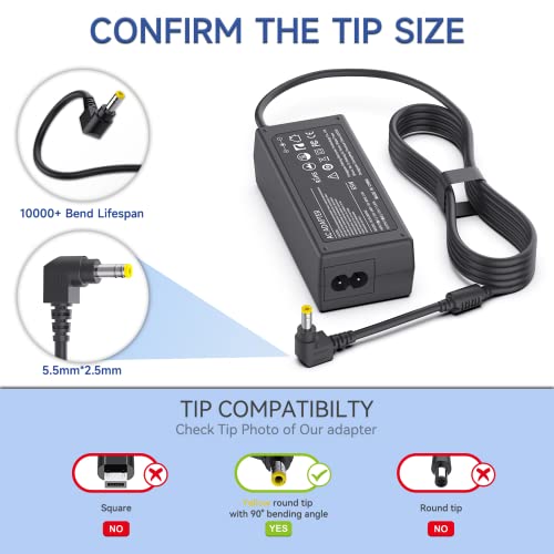 19V 3.42A 65W Laptop Charger Ac Adapter For Toshiba Satellite C55 B5201 C655 C850 C50 L755 C855D L655 S5150 L745 P50 C55D S55 Portege Z30 Z930 Z830 Satellite Radius 11 14 15 Ac Dc Power Supply Cord #TOP3