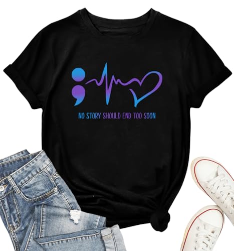 Suicide Awareness Shirt Women Mental Health T-Shirt Suicide Prevention Shirt You Matter Therapist Motivational Tops