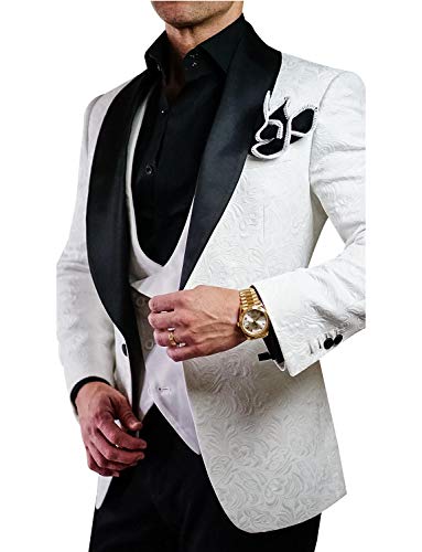 Men's Jacquard Blazer Suit Tuxedos Coat Shawl Lapel One Button Wedding Party Jacket