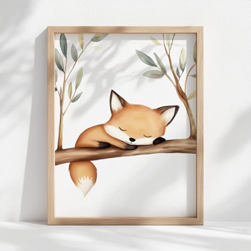 Generisch Waldtiere Poster Set Kinderzimmer – Otter, Fuchs & Igel Wandbilder – Babyzimmer Deko Mädchen & Jungen – Bilder Aquarell Tiere (DIN A4)