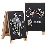 Tabletop Mini Wooden Easel Chalkboard Sign, Erasable Double-Sided Message Memo Board - MyGift